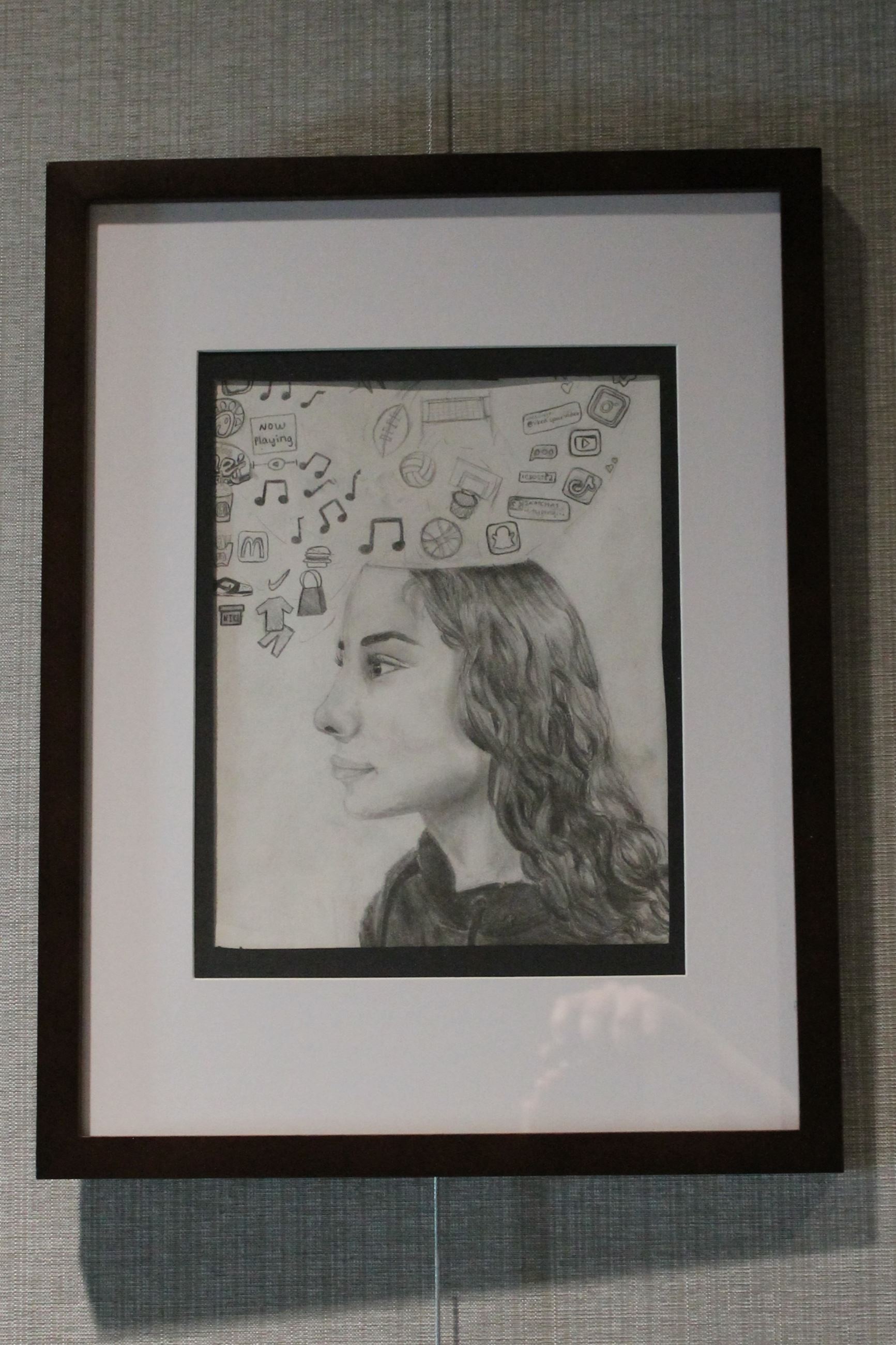 Picture of a self portrait of a teenager